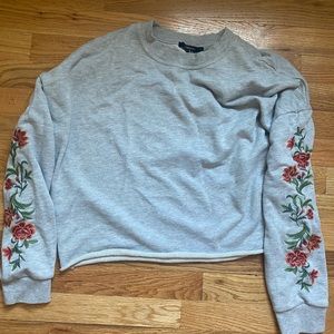 Forever 21 Rose Arm Cropped Crewneck